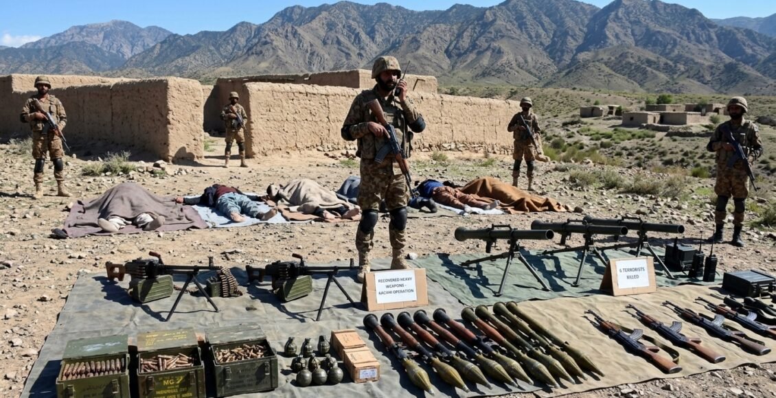 بلوچستان کے ضلع کچھی میں فورسز کی انٹیلی جنس بیسڈ کارروائی، 6 دہشتگرد ہلاک،بھاری اسلحہ وگولہ بارو بر آمد